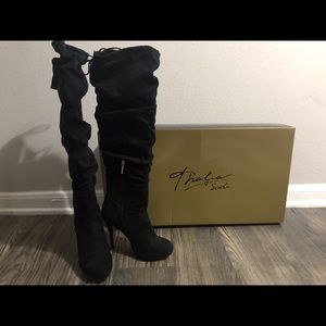 Thalia Sodi Lace Up Suede Brisaf Boots